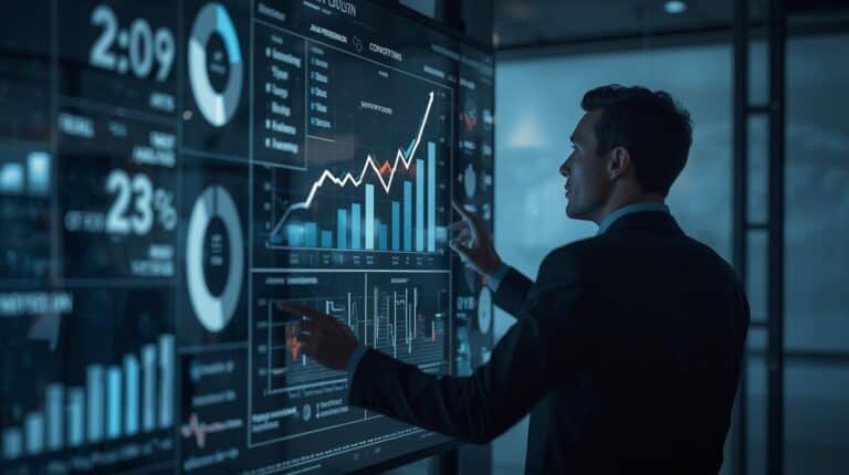 Geschäftsführer analysiert Wachstums- und Vertriebskennzahlen als Entscheidungsgrundlage für Sales Operations