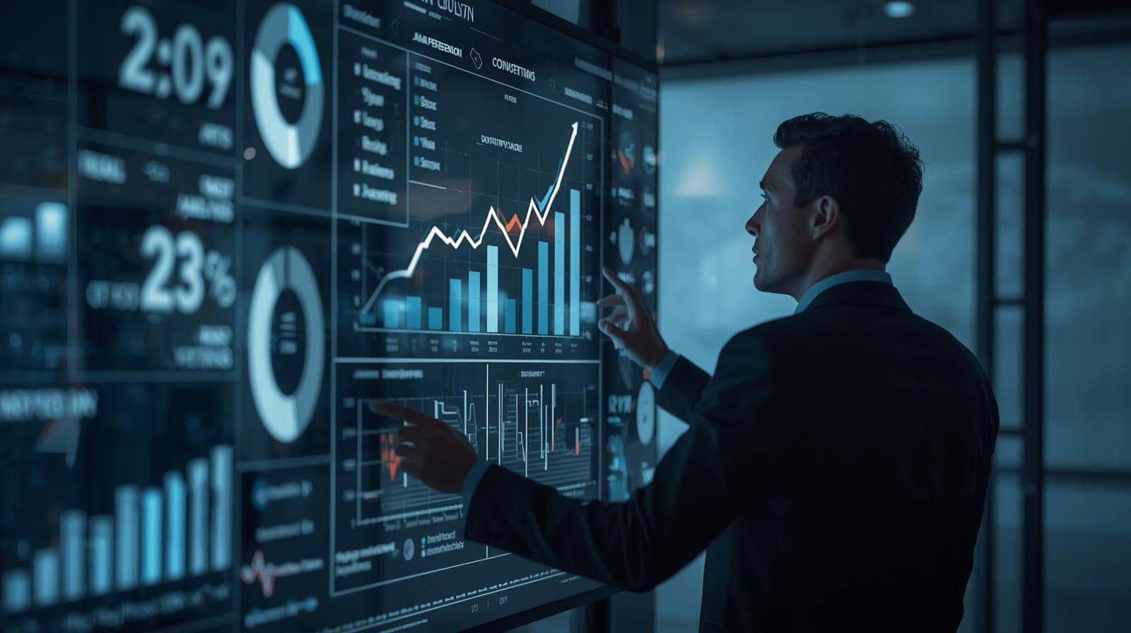 Geschäftsführer analysiert Wachstums- und Vertriebskennzahlen als Entscheidungsgrundlage für Sales Operations